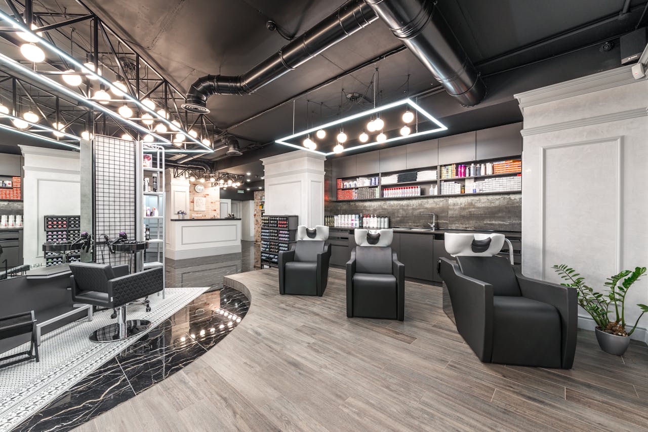Backwash chairs in modern beauty salon